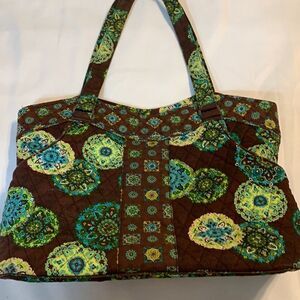 Sisters brown & blue quilted tote